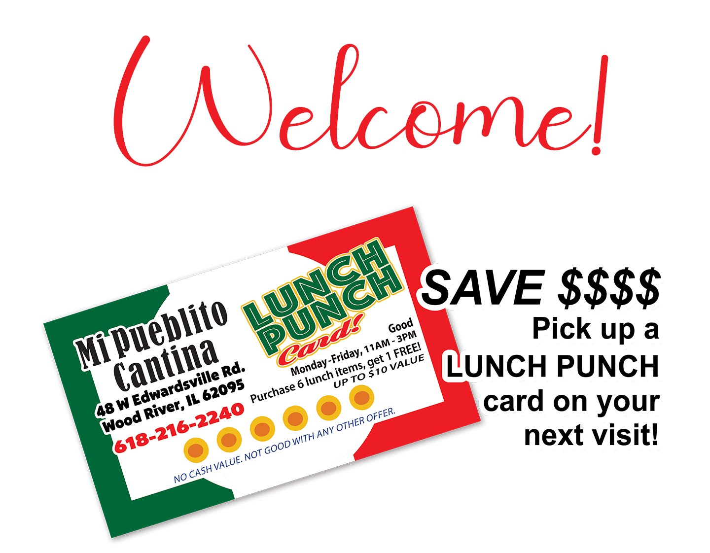 mi pueblito Lunch Punch Card Available